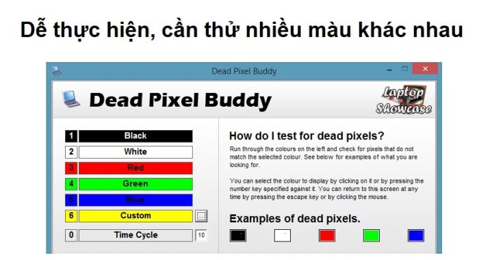 Phần mềm kiểm tra điểm chết trên màn hình laptop - Dead Pixel Buddy