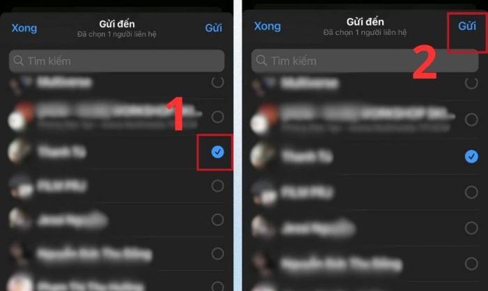 Lựa chọn phương thức gửi và nhấn Gửi để hoàn tất