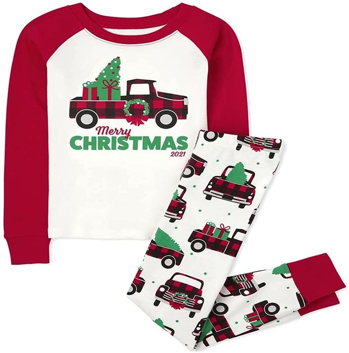 Christmas-themed pajamas for kids.