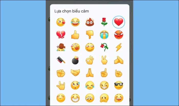 Nhấn và giữ biểu tượng để thay thế trái tim bằng các icon đa dạng khác