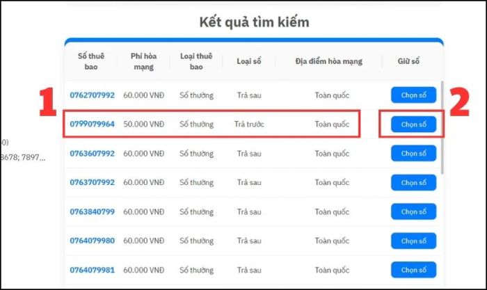 Nhấn vào Chọn số trong mục Giữ số