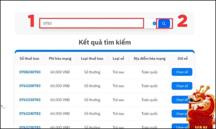 Nhập số điện thoại bạn muốn tìm và nhấn Tìm kiếm
