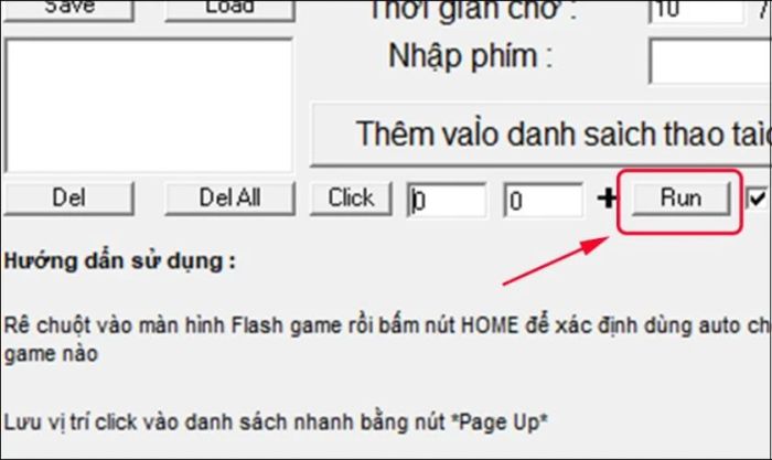 Nhấn Run để bắt đầu Auto Click không chiếm chuột
