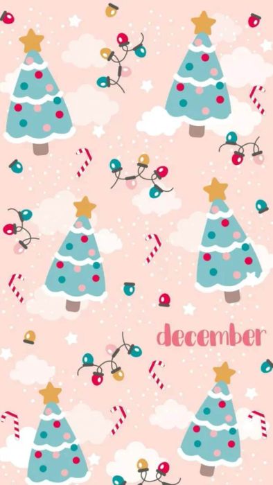 Hình nền Giáng Sinh dễ thương với hình ảnh cây thông Noel