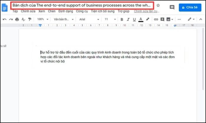 Kết quả của file PDF đã được dịch
