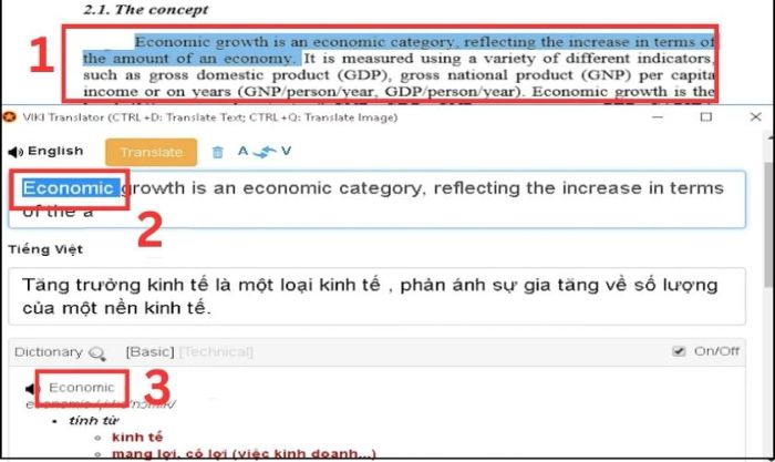 Mở file PDF tiếng Anh và bôi đen phần văn bản cần chuyển đổi