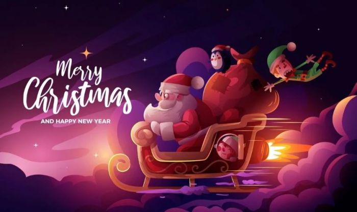 Hình nền Giáng sinh chủ đề ông già Noel đáng yêu và ngộ nghĩnh