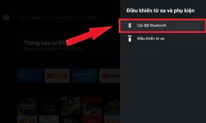 Tiếp tục chọn vào Cài đặt Bluetooth