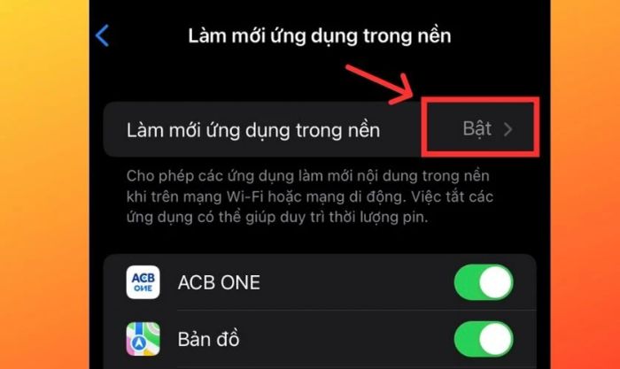 Nhấn vào Tắt để giảm dung lượng chiếm dụng bởi Facebook.