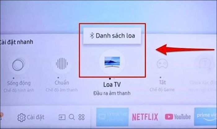 Chọn vào Danh sách loa