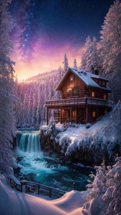 Ảnh nền phong cảnh Noel với khung cảnh làng tuyết thơ mộng