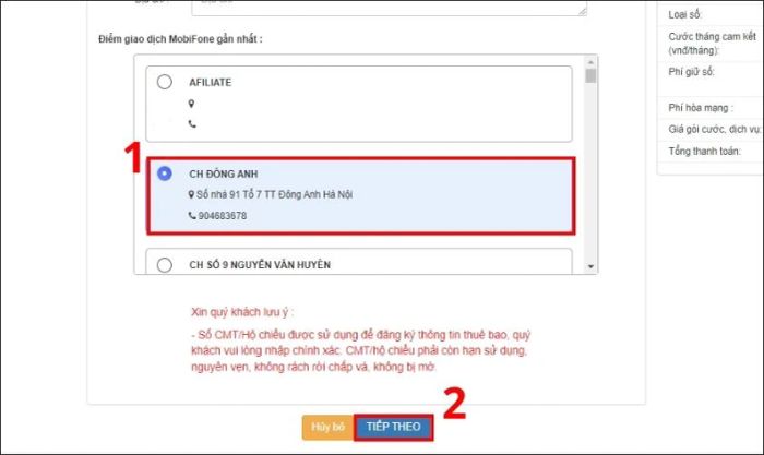 Chọn điểm giao dịch MobiFone gần bạn