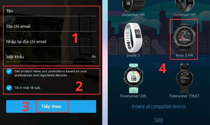 Bạn chọn loại đồng hồ Garmin mà mình đang sử dụng
