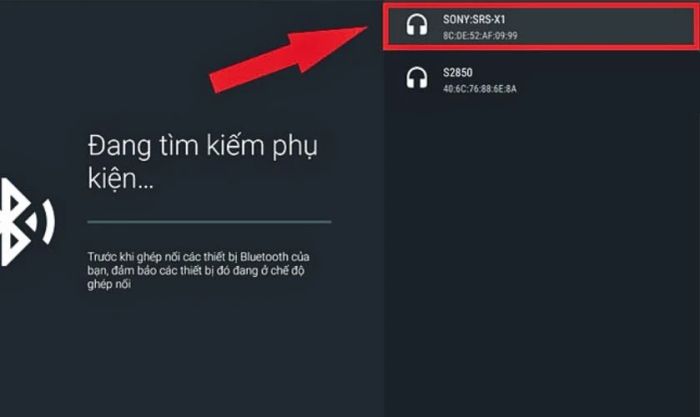 Chọn tên loa Bluetooth bạn muốn kết nối