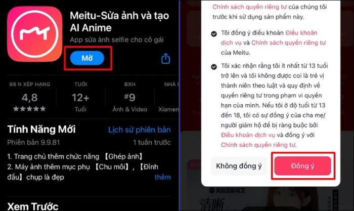 Khởi động ứng dụng và đồng ý với các điều khoản sử dụng
