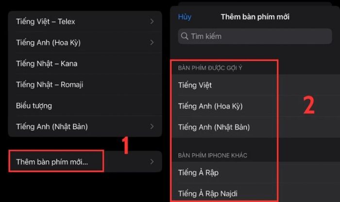 Nhấn chọn Thêm bàn phím mới