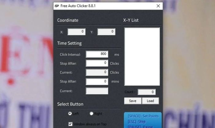 Phần mềm Auto Click không chiếm chuột Free Auto Clicker