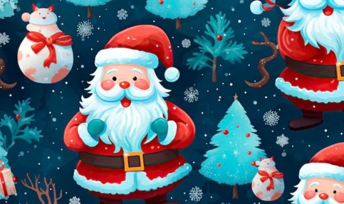 Hình nền Giáng sinh chủ đề ông già Noel phiên bản chibi đáng yêu