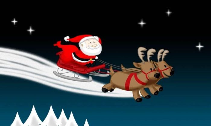 Hình nền Giáng sinh chủ đề ông già Noel cưỡi tuần lộc bay