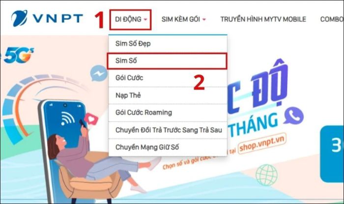 Mua SIM trực tuyến tại website chính thức của VinaPhone