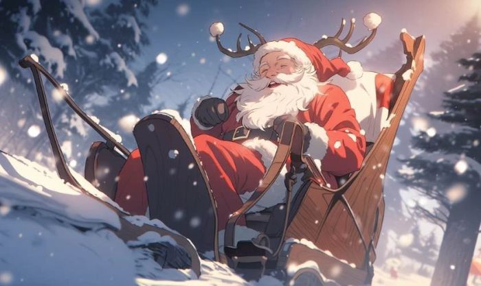 Hình nền Giáng sinh chủ đề ông già Noel với nụ cười rạng rỡ