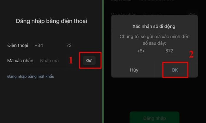 Nhấn vào nút Gửi ở phía bên phải màn hình