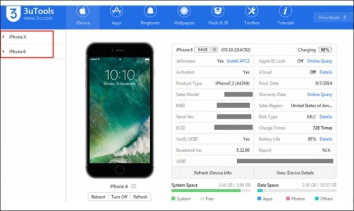 Hướng dẫn chuyển danh bạ từ iPhone sang iPhone sử dụng 3uTools