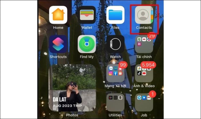 Truy cập Danh bạ để thực hiện chuyển liên hệ qua Airdrop