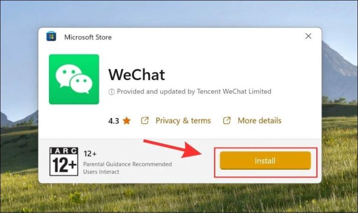 Nhấn Install để khởi động quá trình tải ứng dụng
