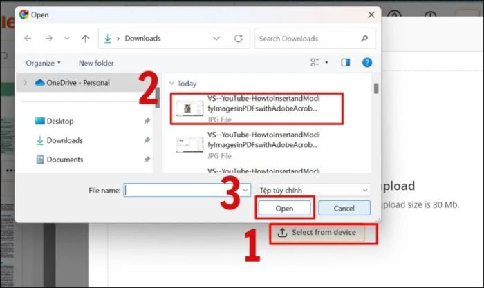 Chọn Choose Image và thực hiện các bước tương tự như thêm file PDF
