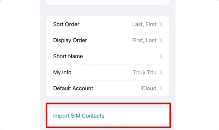 Nhập Danh bạ trên SIM (Import SIM Contacts)