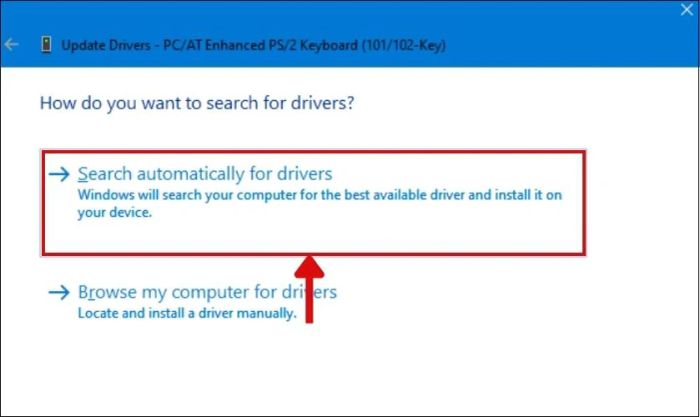 Chọn tùy chọn Search automatically for drivers