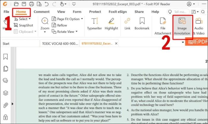 Chọn Image Annotation trong tab Home