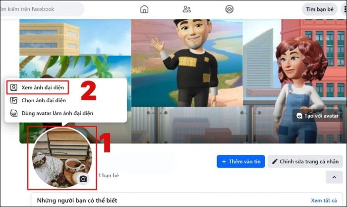 Nhấn vào biểu tượng Ảnh đại diện và chọn Xem ảnh đại diện