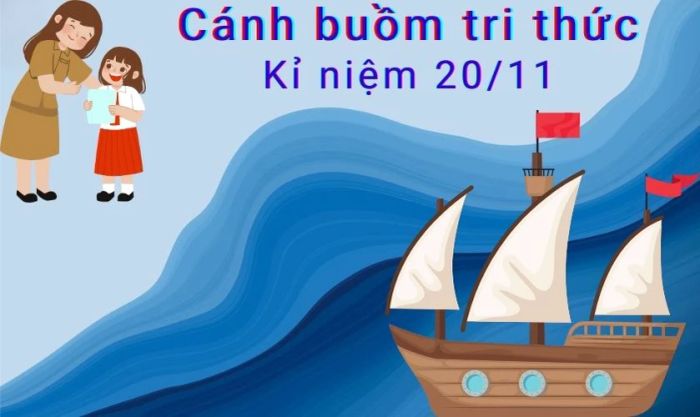 Các thiết kế thiệp 20/11 với họa tiết cánh buồm tượng trưng cho tri thức
