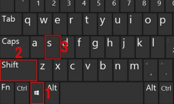 Dùng tổ hợp phím Windows + Shift + S