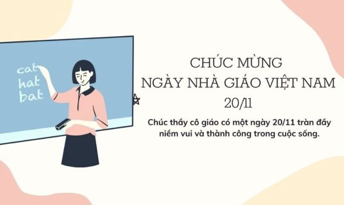 Thiệp mang thông điệp yêu thương và lòng biết ơn dành cho thầy cô nhân ngày 20/11