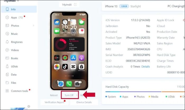 Nhấn chọn Turn off để tắt nguồn