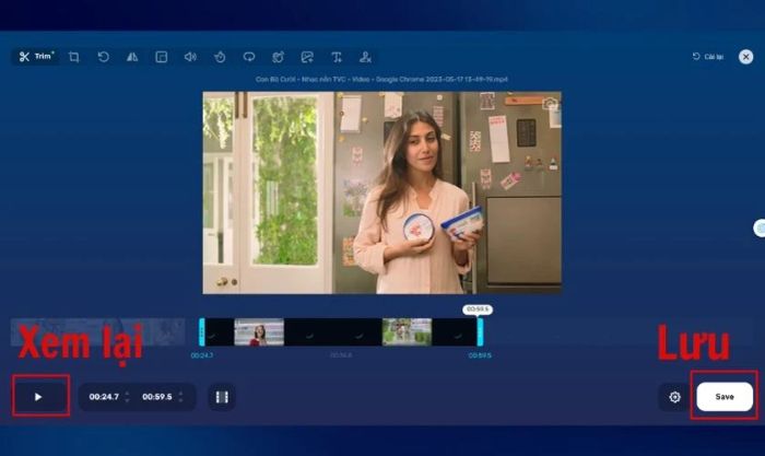 Xem trước video đã cắt trước khi lưu trên máy tính