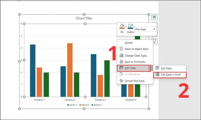 Hướng dẫn cách chèn dữ liệu (Data) vào biểu đồ trong Word sau khi vẽ
