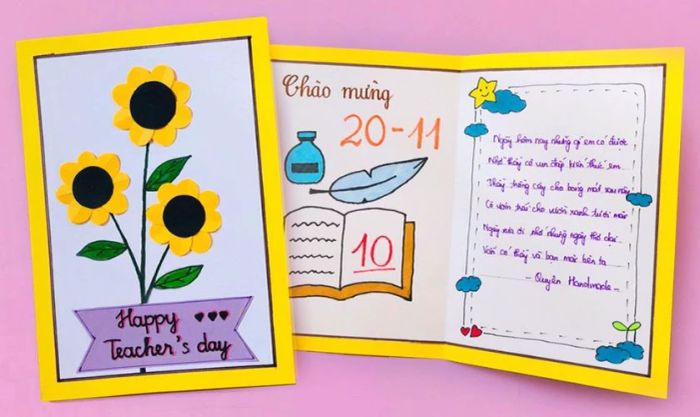 Các mẫu trang trí thiệp 20/11 sáng tạo và bắt mắt