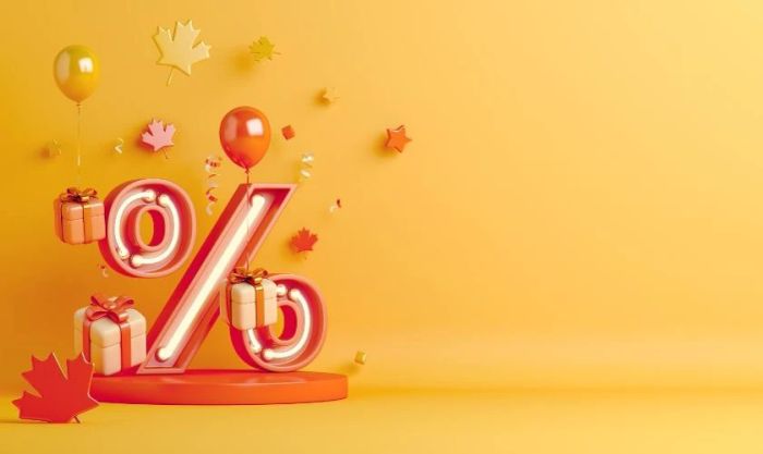 Hình nền Black Friday màu vàng với phần trăm giảm giá