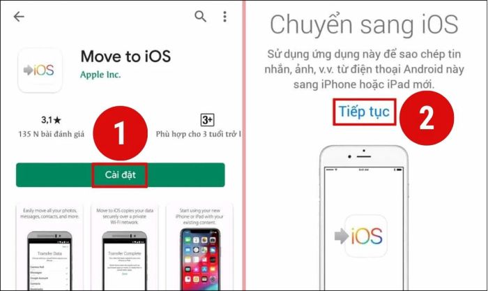 Tải và khởi động ứng dụng Move to iOS trên điện thoại Android