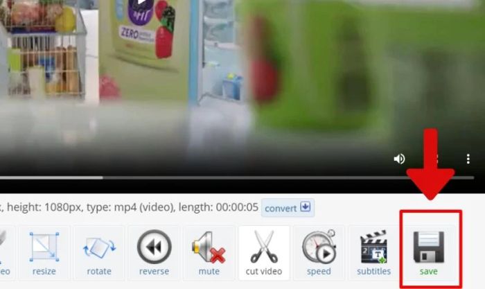 Nhấn lưu để tải video đã cắt về máy tính