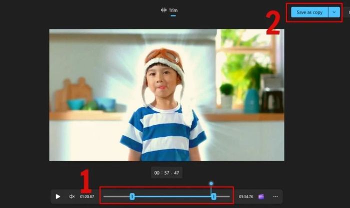 Xác định phần video cần cắt trên máy tính