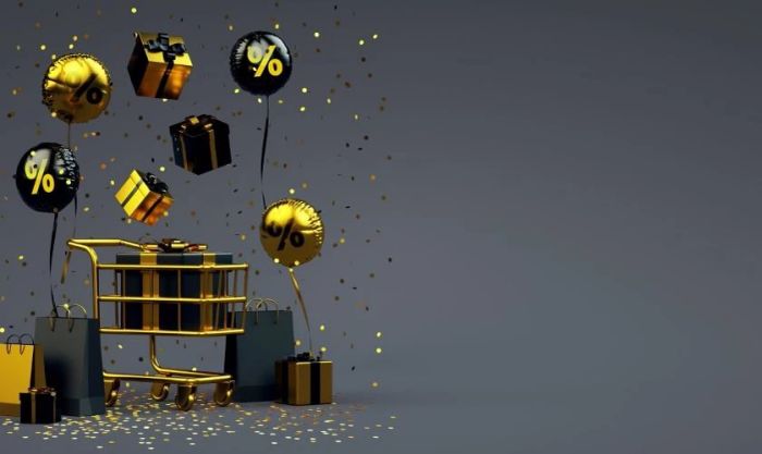 Nền Black Friday kết hợp túi quà