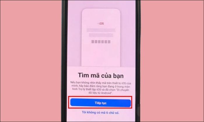 Nhấn tiếp tục để bắt đầu quá trình sao chép hình ảnh từ Android sang iPhone