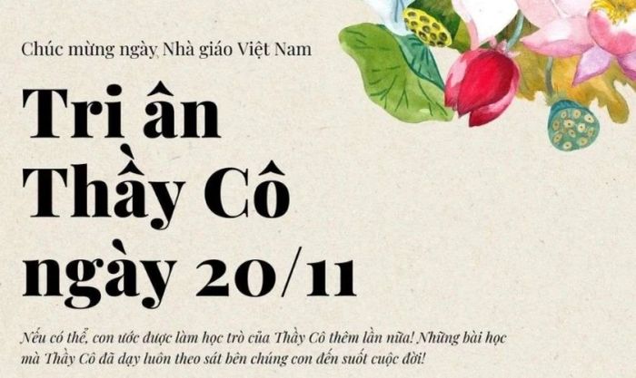 Các mẫu thiệp 20/11 được thiết kế sẵn kèm theo lời chúc ý nghĩa