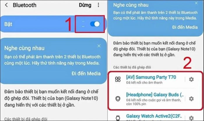 Chuyển chế độ Bluetooth sang trạng thái BẬT