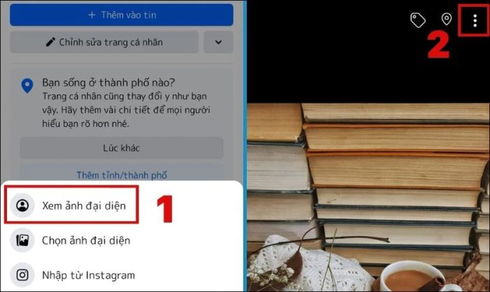 Nhấn Xem ảnh đại diện và chọn biểu tượng ba chấm để tiếp tục